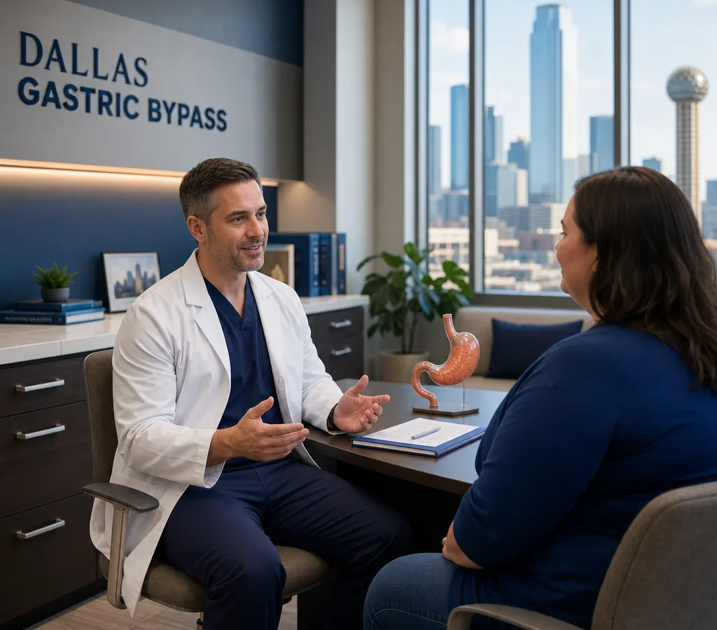 Clinician speaking with a patient in a private Dallas bariatric clinic consultation room